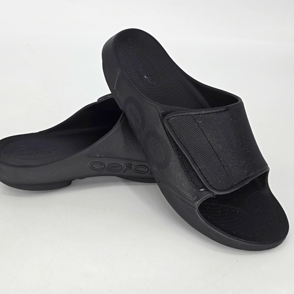 oofos OOahh Sport Flex slide Sandal - Matte black size mens 15 - Picture 1 of 11